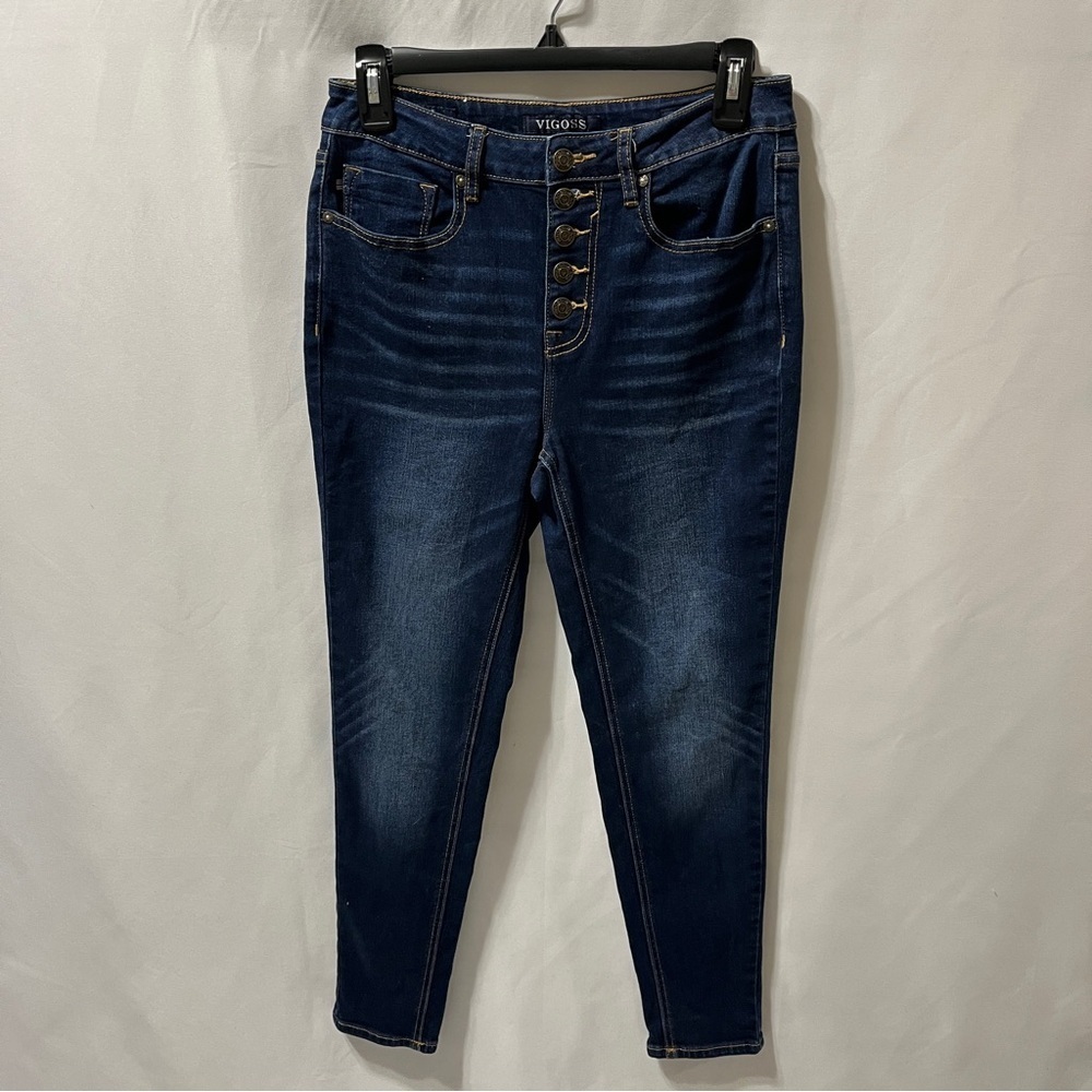 Vigoss Ace High Rise Skinny Jeans Button Fly Medium/Dark Wash Size W27/L27